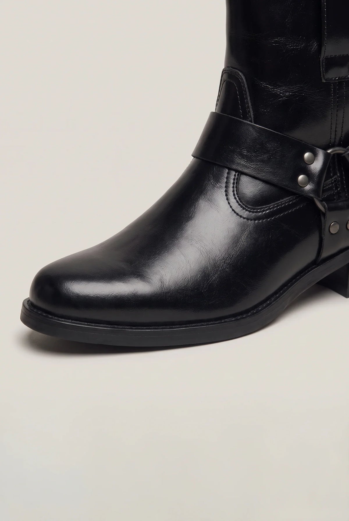 Men's PU Leather Ankle Boots | Western Harness Strap with Side Zip| Regular Fit