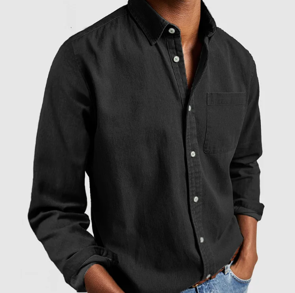 Hudson Vale Heren Denim Overhemd - Navy Blauw