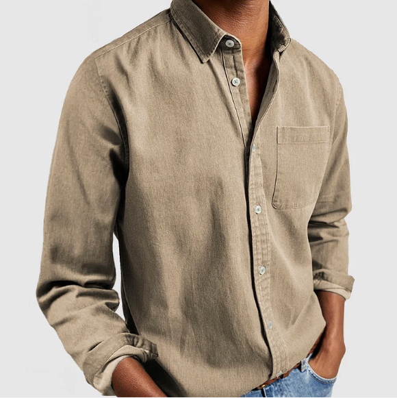 Hudson Vale Heren Denim Overhemd - Navy Blauw
