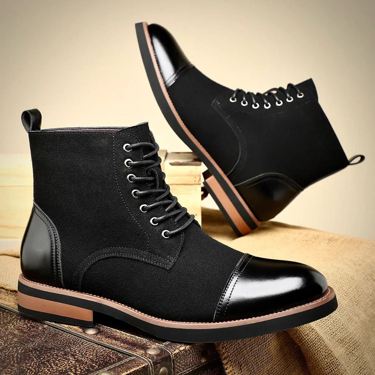 Men’s Two-Tone Leather Hybrid Dress Boots