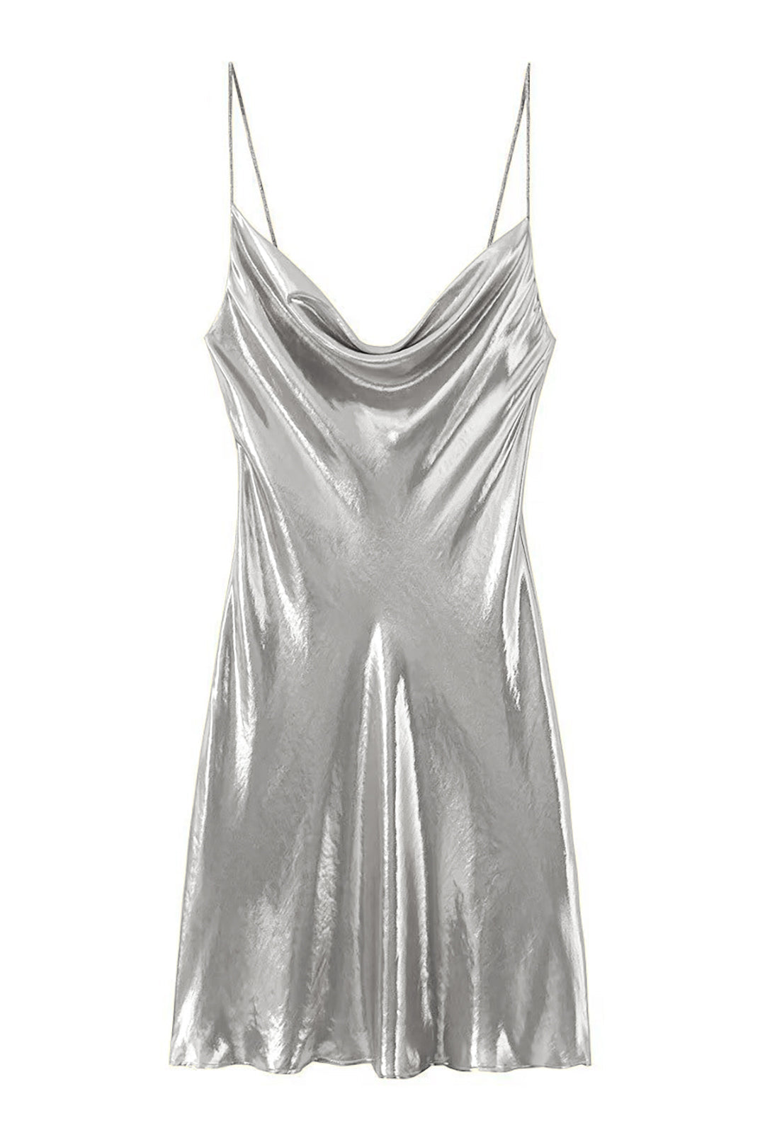 Women's Metallic Cowl Neck Slip Dress