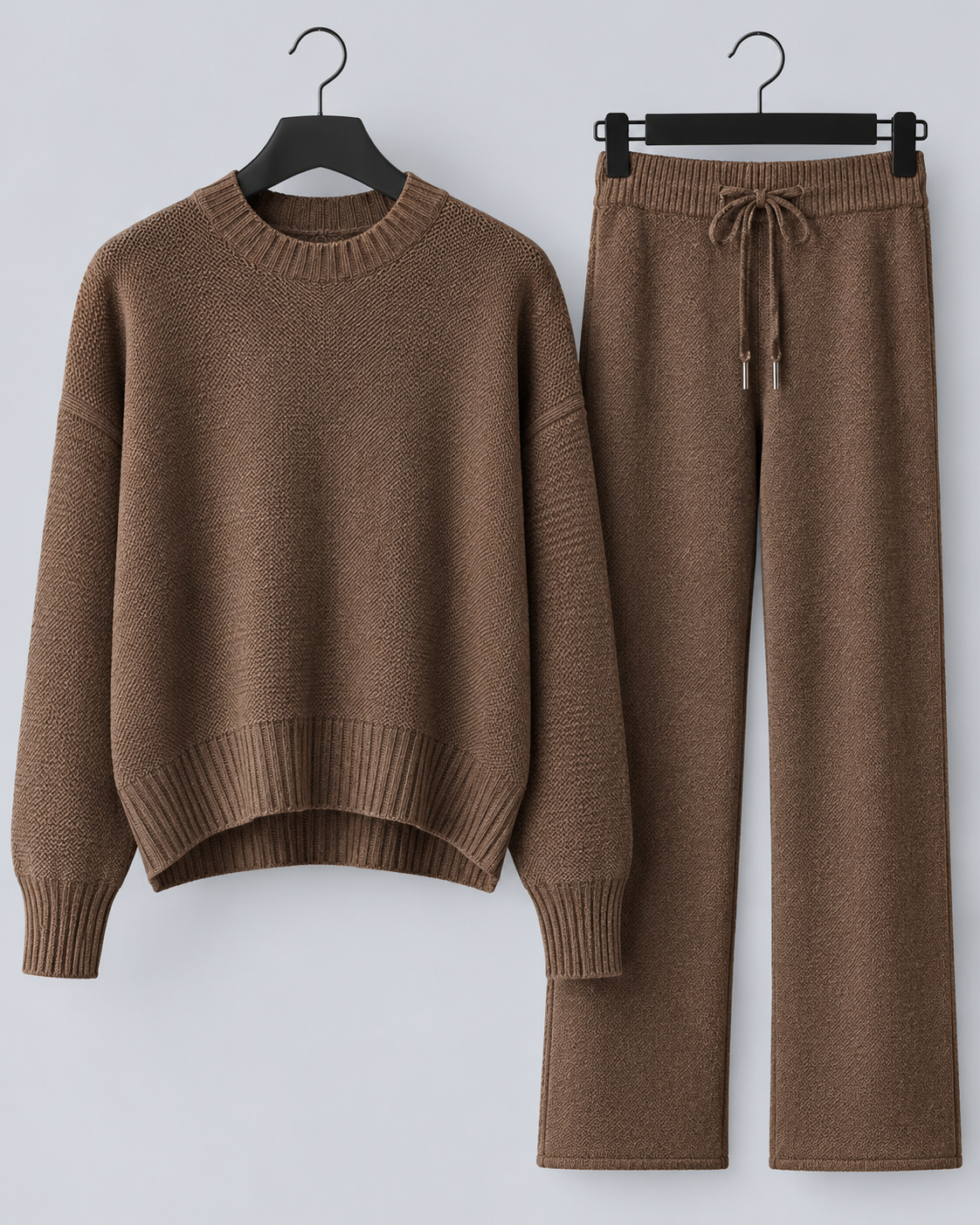 Women's Knitted Lounge Set with Wide-Leg Trousers