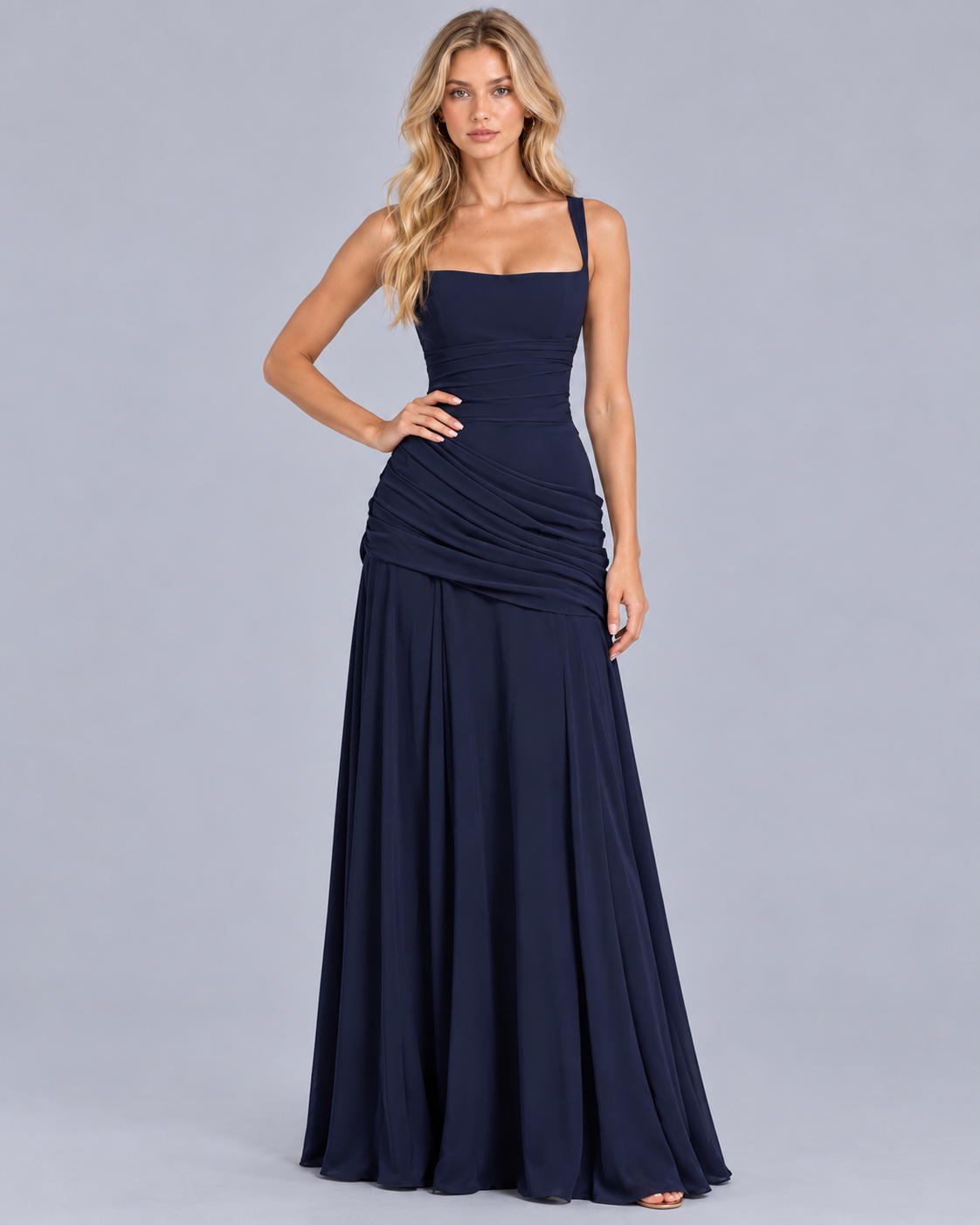 Women's Corset Maxi Dress with Draped Hip