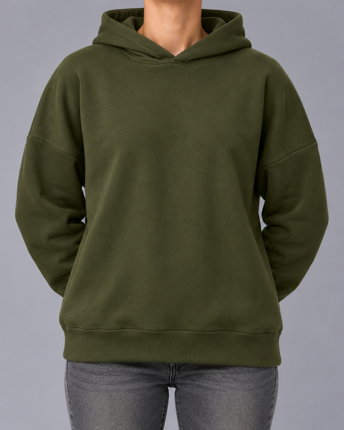 Women's Cotton Blend Fleece Hoodie with Dropped Shoulders