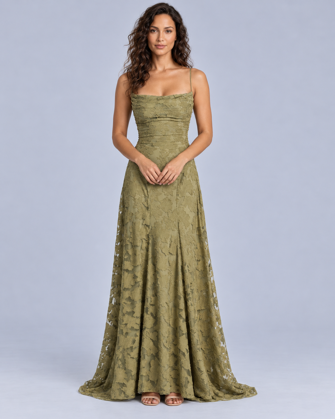 Women's Lace Maxi Dress with Structured Bodice