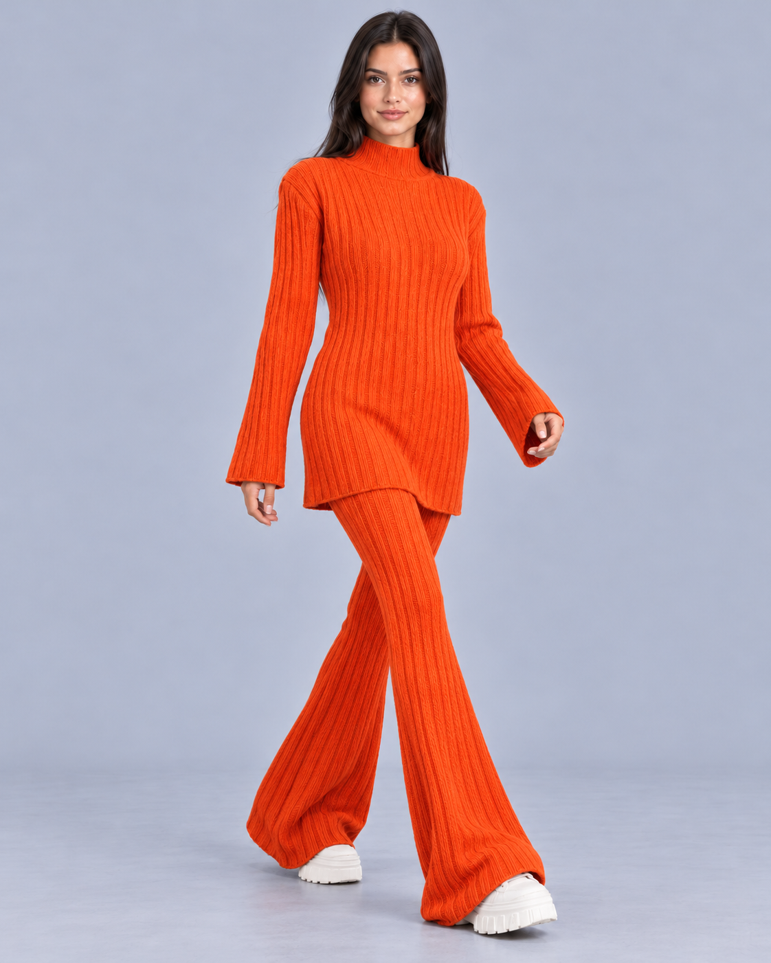 Women's Ribbed Knit Co-Ord Trouser Set