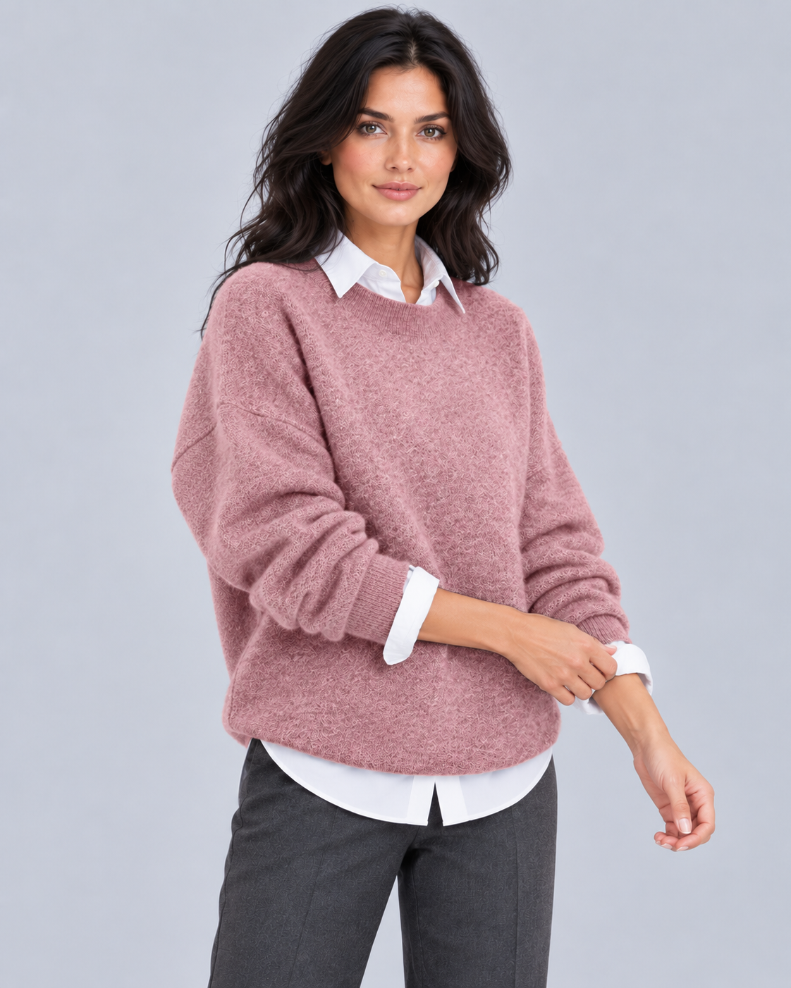 Women's 100% Cashmere Crew Neck Jumper | Oversized Fit Knitted Sweater
