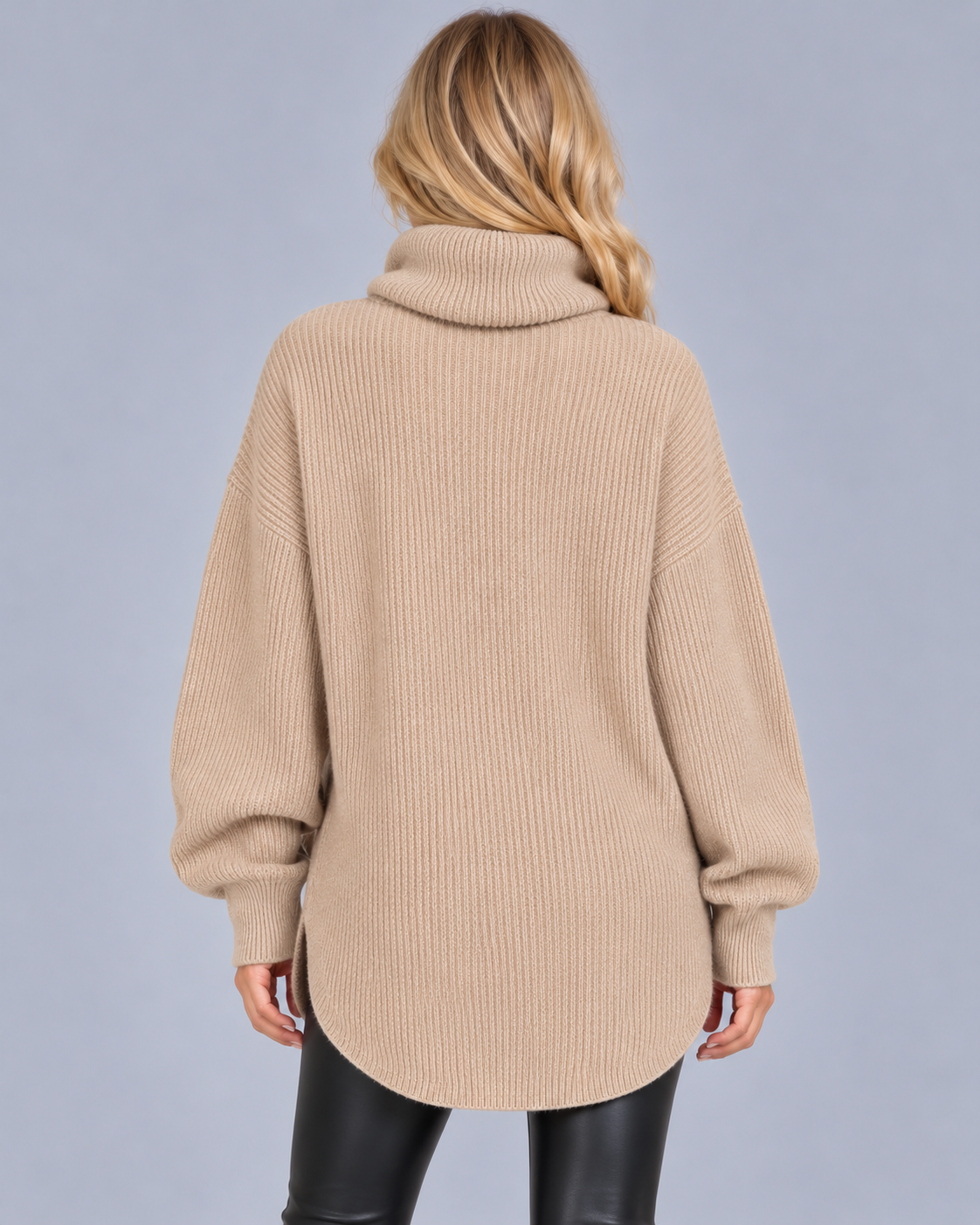 Women's Oversized Longline Jumper with Roll Neck