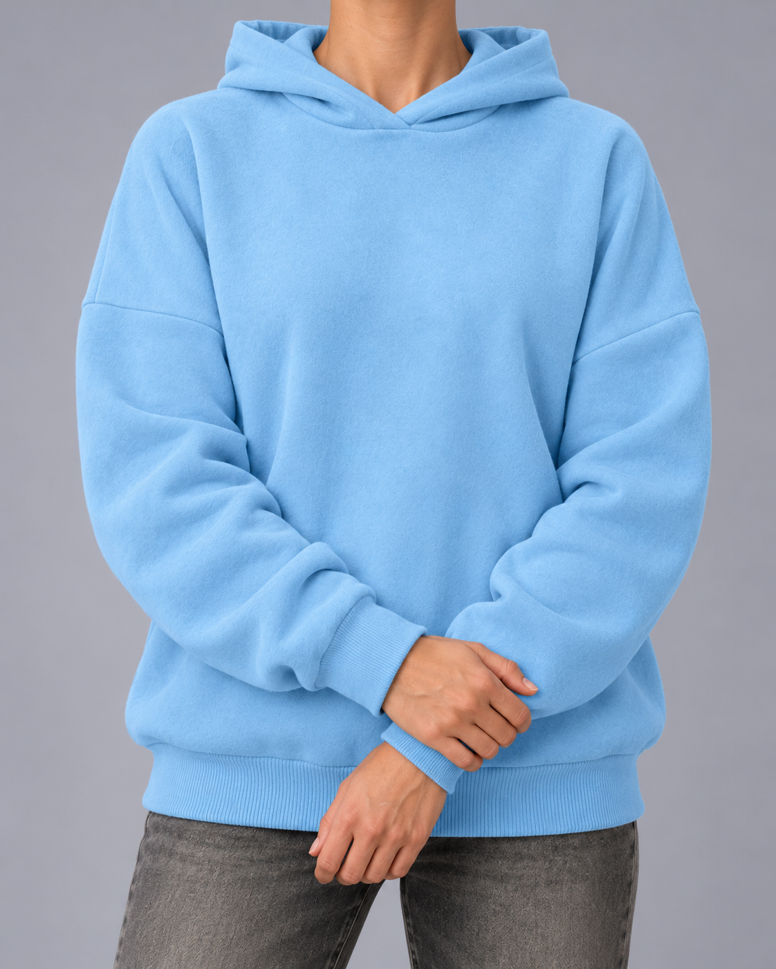 Women's Cotton Blend Fleece Hoodie with Dropped Shoulders