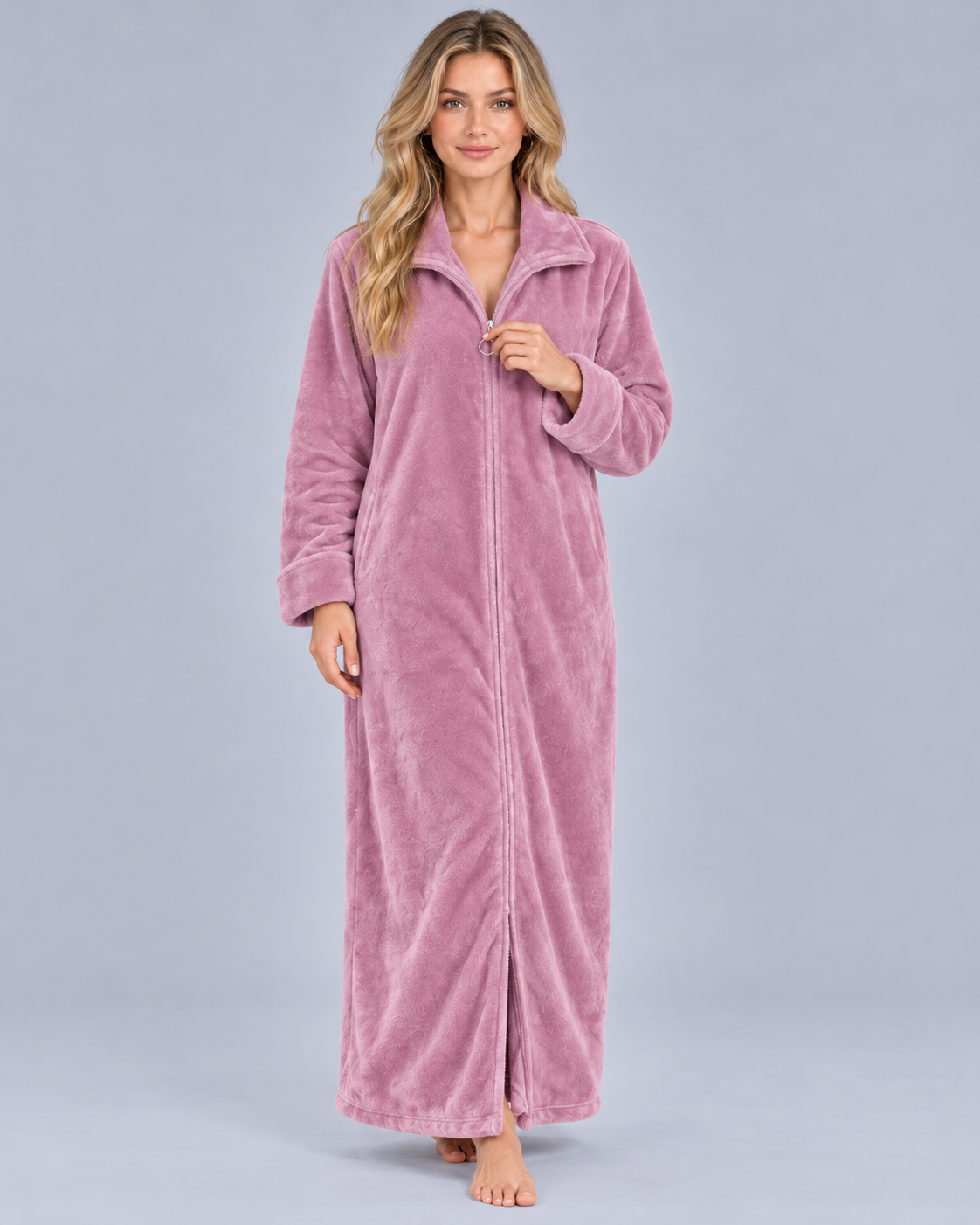 Women's Fleece Zip Up Dressing Gown