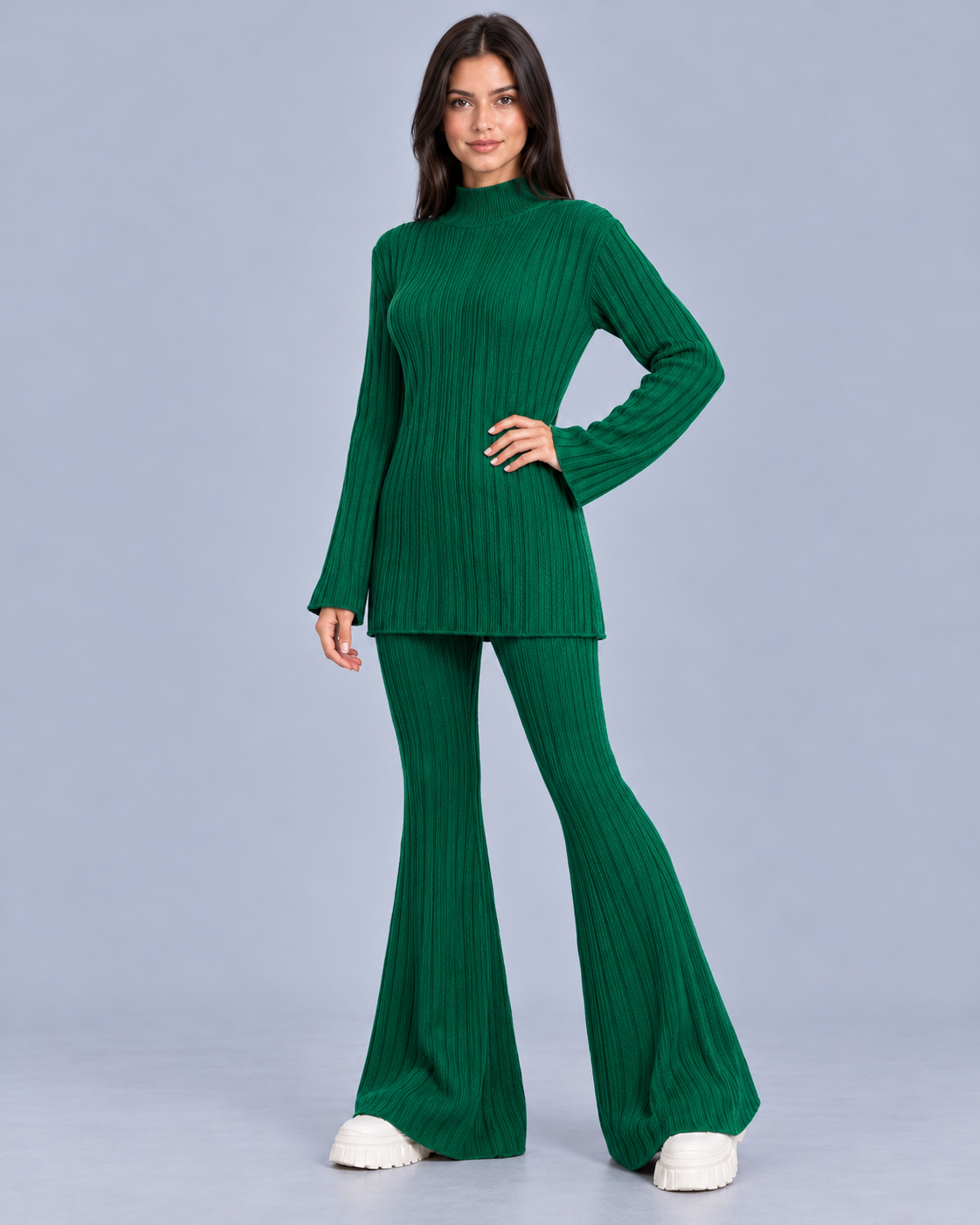 Women's Ribbed Knit Co-Ord Trouser Set