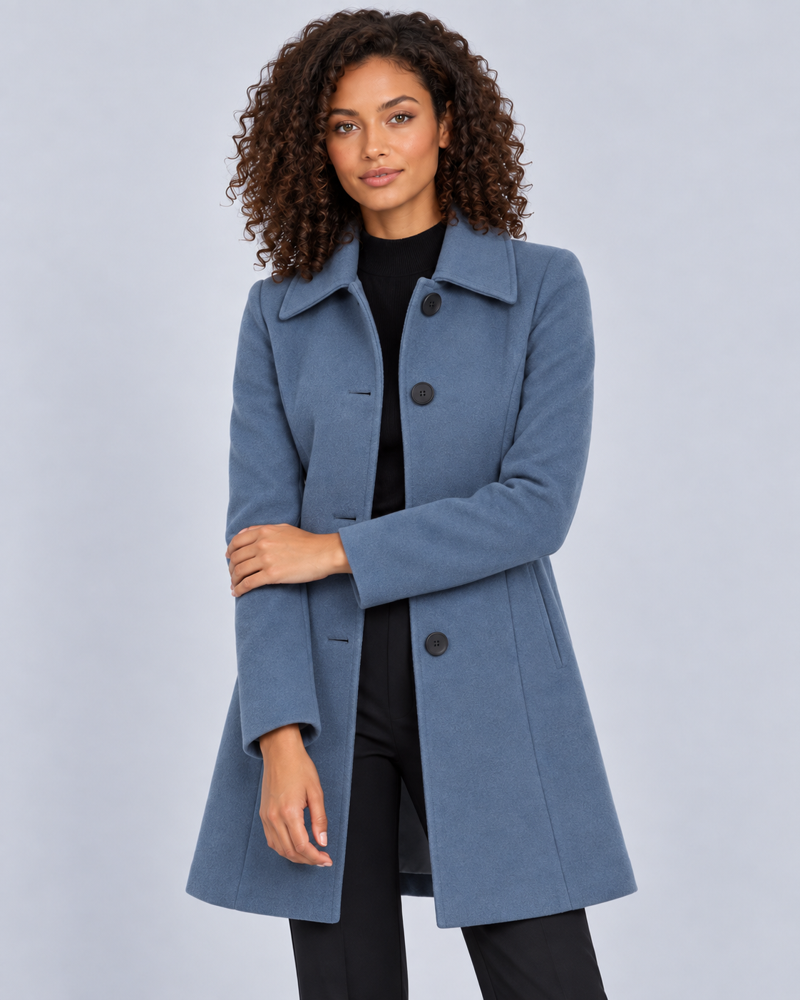 Women's Wool Fit-and-Flare Coat | Notch Lapel Mid-Length Coat