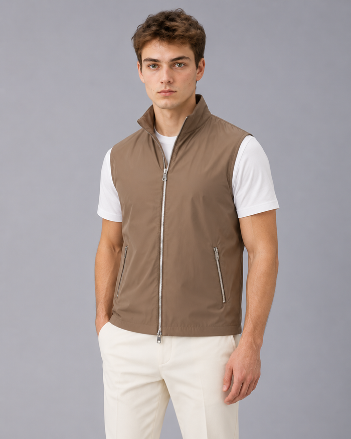 Men's Gilet with Stand Collar | Full-Zip Sleeveless Bodywarmer with Zip Pockets
