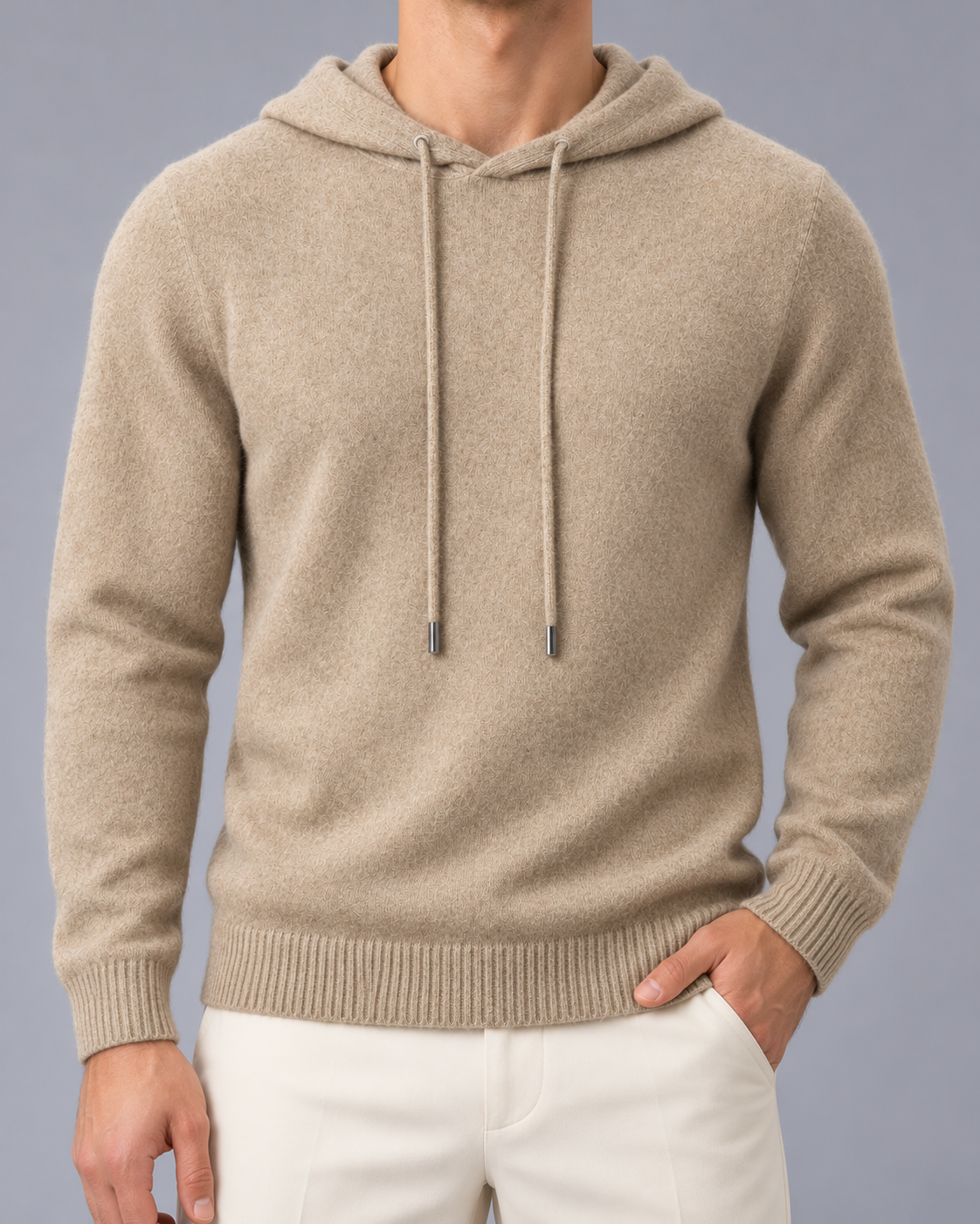 Men's Wool Knitted Hooded Jumper