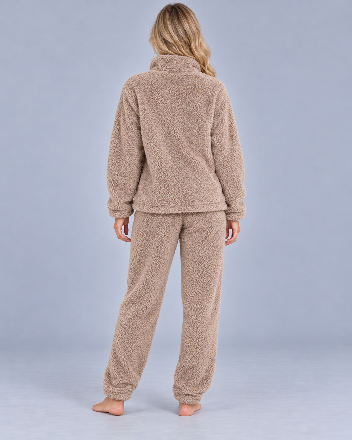 Women's Sherpa Fleece Zip-Up Loungewear Set
