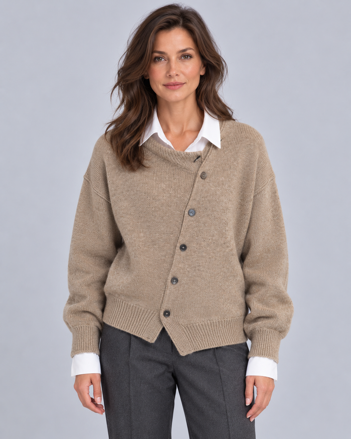 Women's Cashmere Sweater | Knitted Pullover with Front Buttons