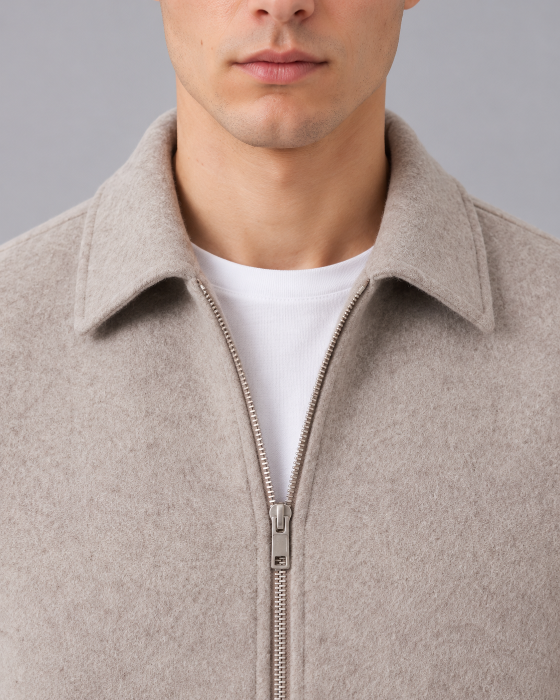 Men's Wool Jacket with Zip Fastening