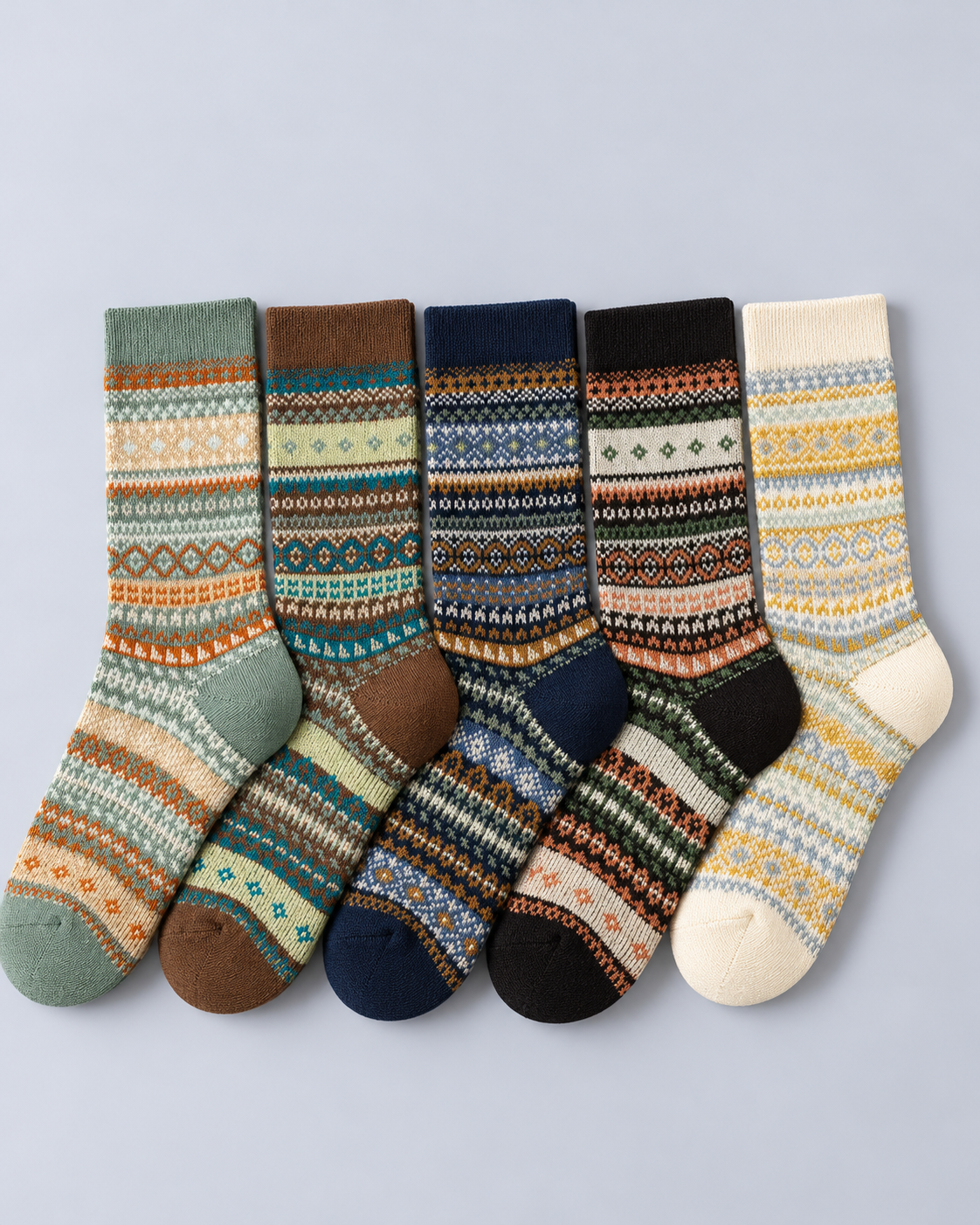 Fair Isle Cotton Crew Socks Pack