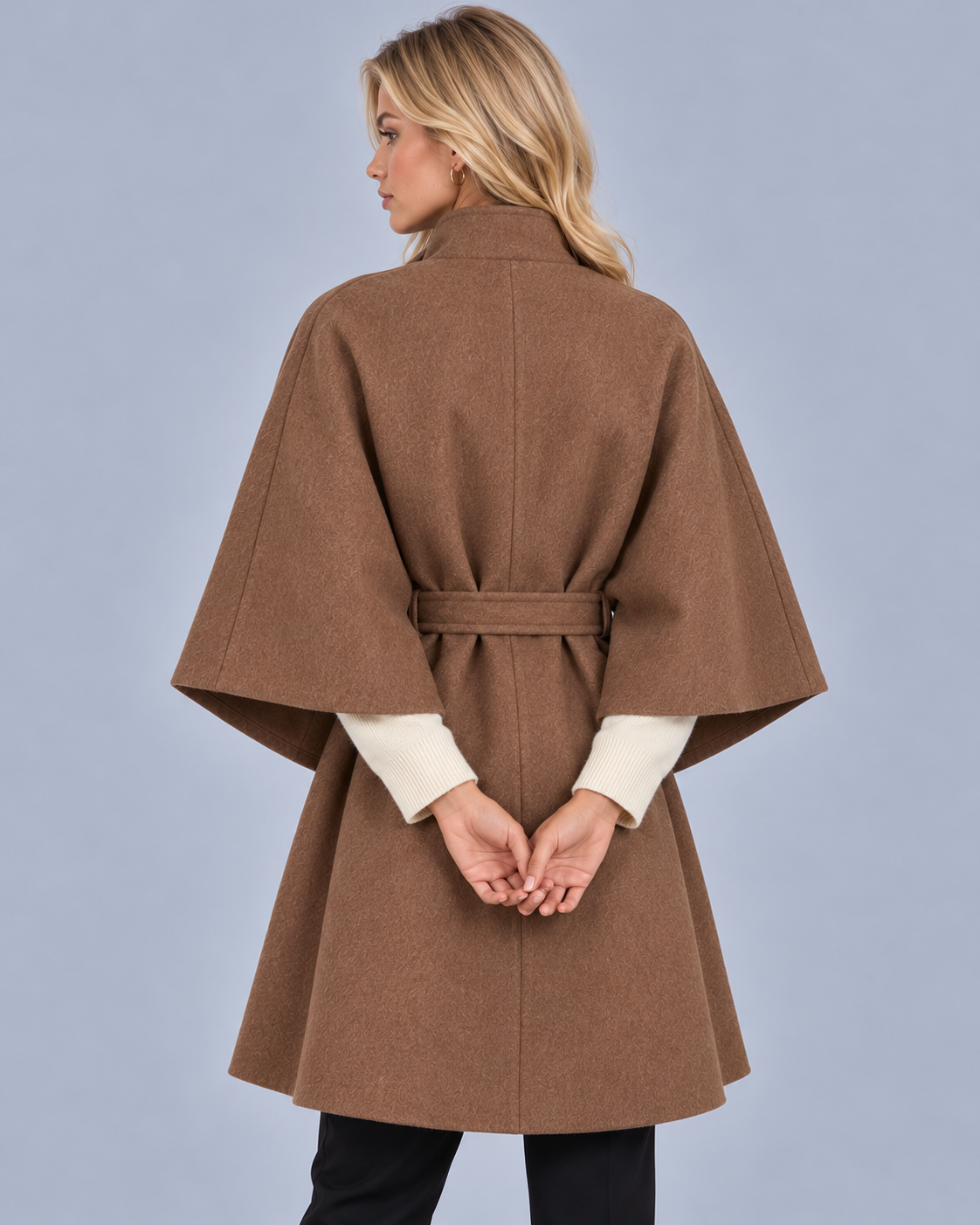 Women's Wool-Look Belted Cape Coat