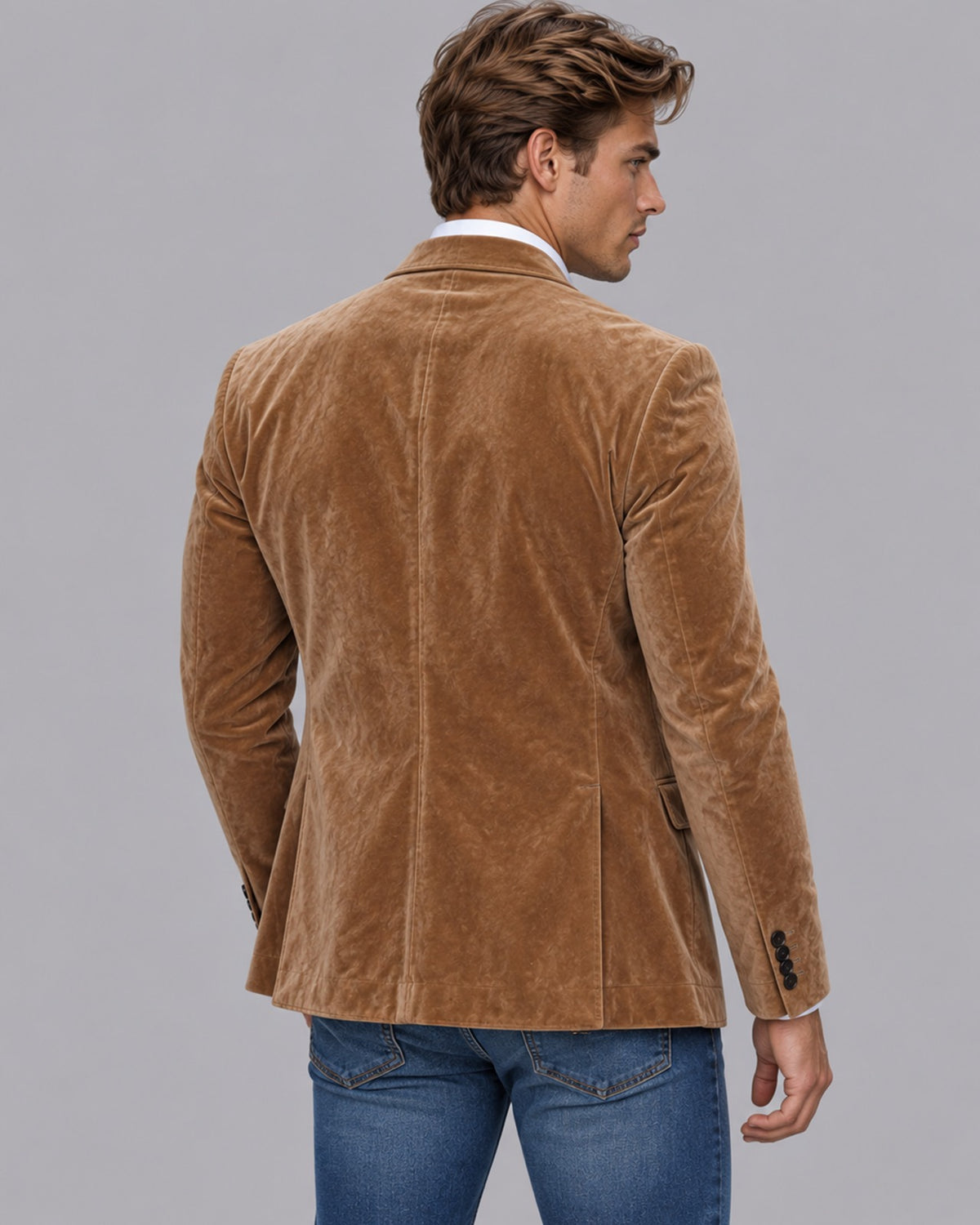 Men's Brown Tailored Suede-Look Blazer