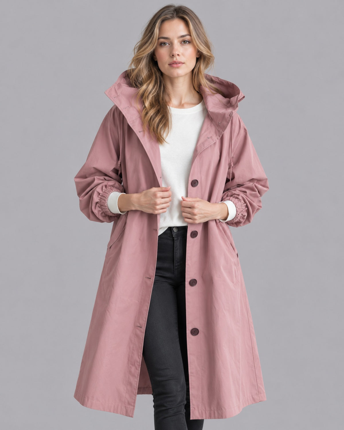 Women's Waterproof Trench Coat | Elegant Hooded Long Rain Jacket for All-Weather Protection