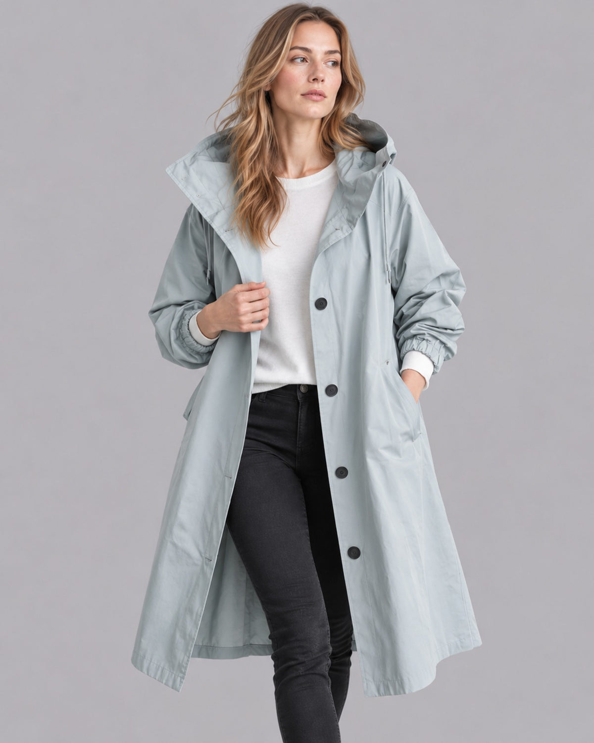Women's Waterproof Trench Coat | Elegant Hooded Long Rain Jacket for All-Weather Protection