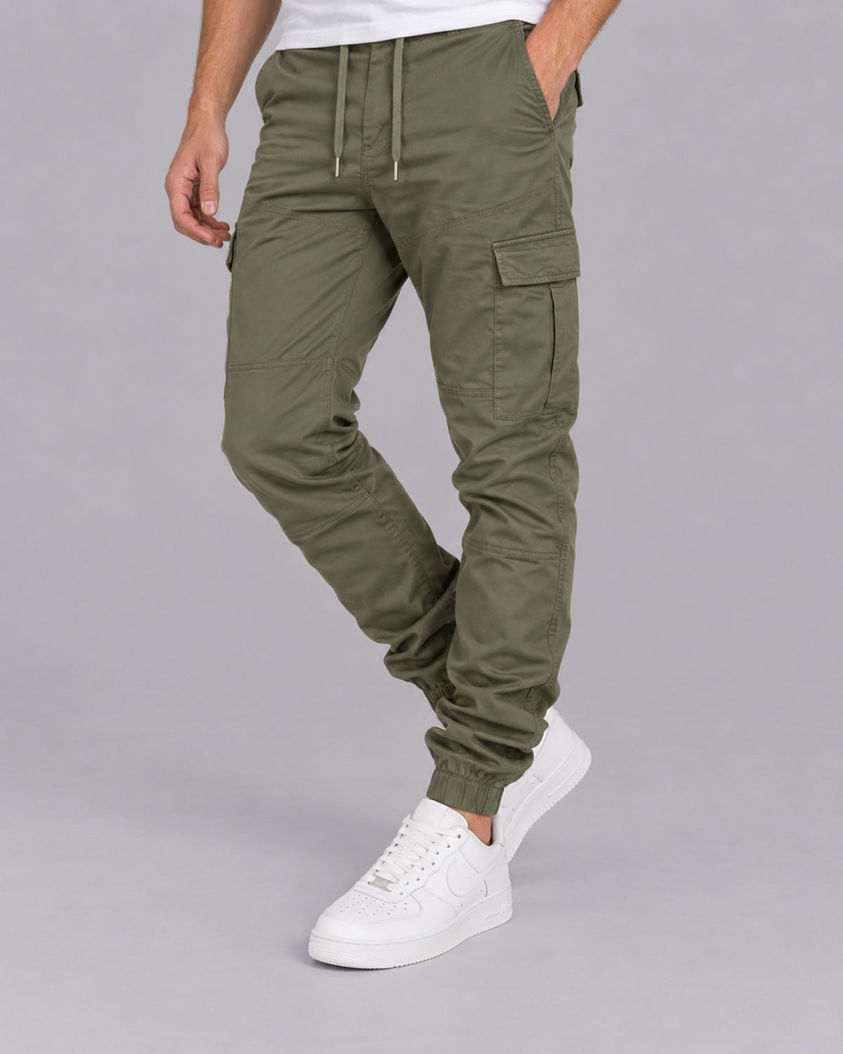 Men's Cotton Cargo Trousers | Joggers with Adjustable Drawstrings