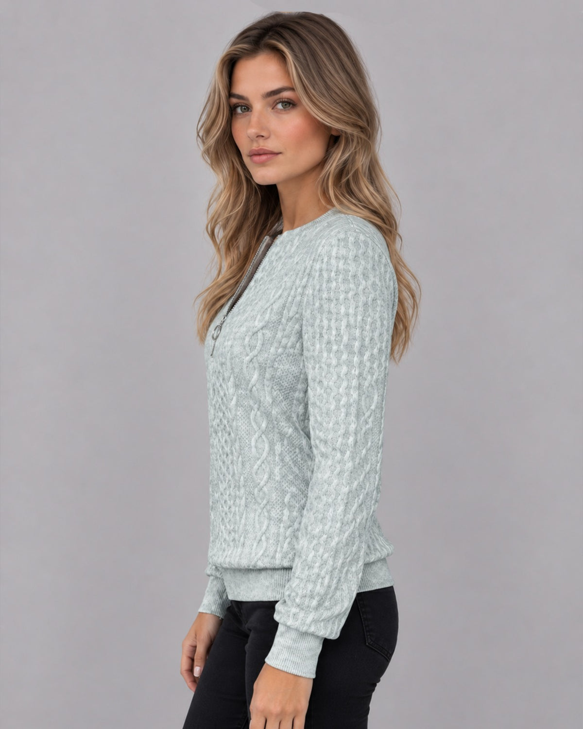 Women's Cotton Zip-Up Jumper | Long Sleeve Casual Top