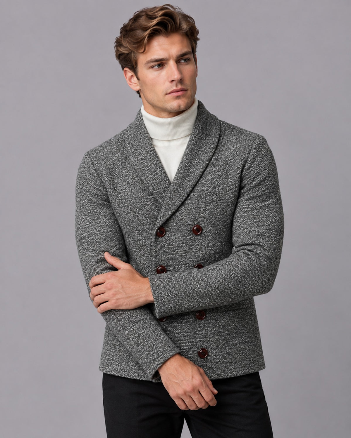 Men's Heritage Knit Wool Cardigan with Shawl Collar