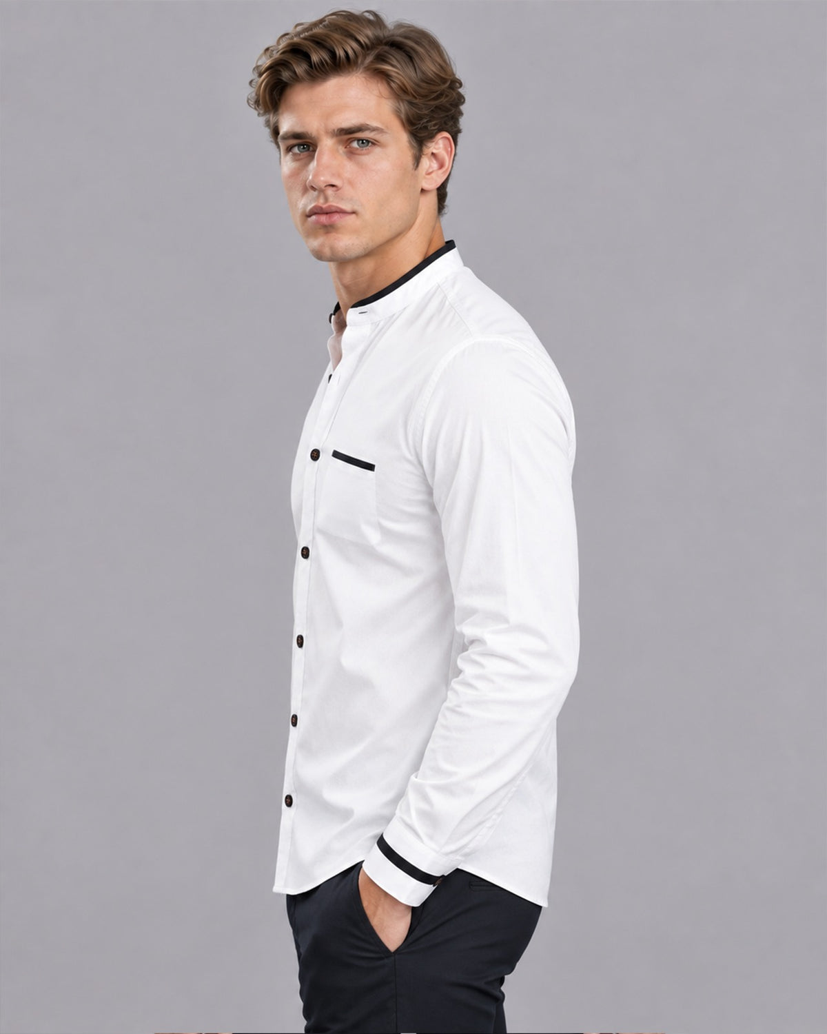 Men's Cotton Long Sleeve Shirt | Slim Fit