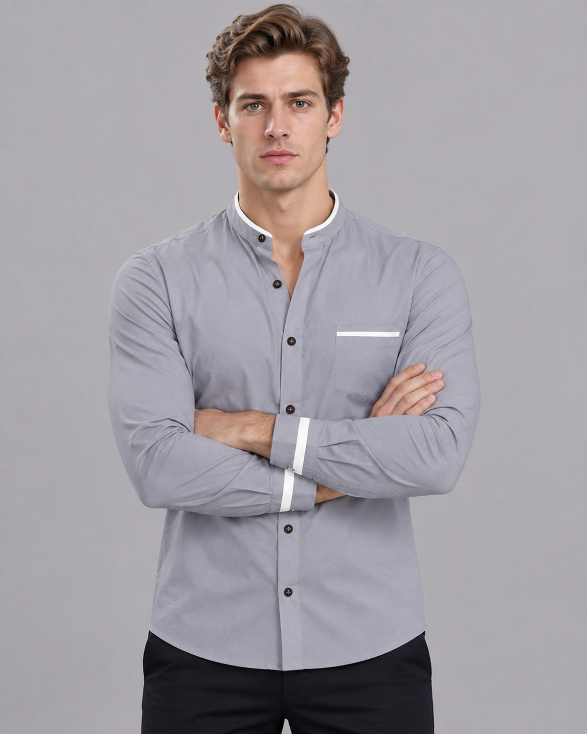 Men's Cotton Long Sleeve Shirt | Slim Fit