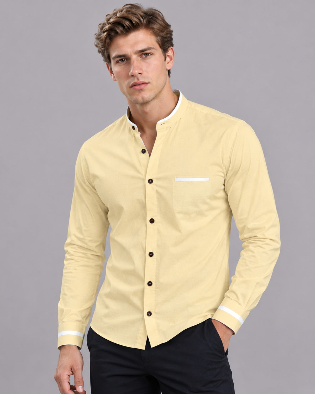 Men's Cotton Long Sleeve Shirt | Slim Fit