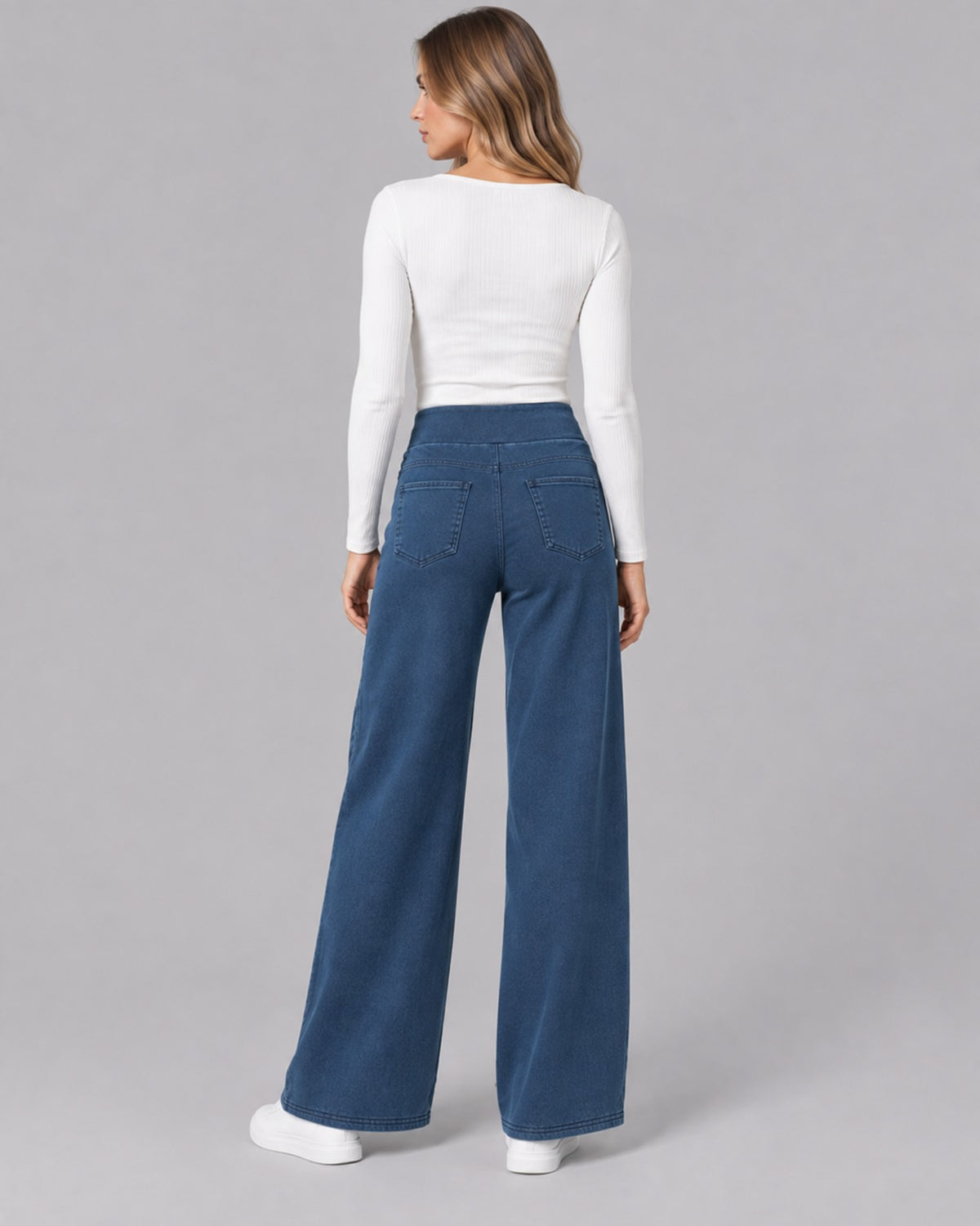Women's Stretch High-Rise Denim Trousers | Elegant Casual Pants