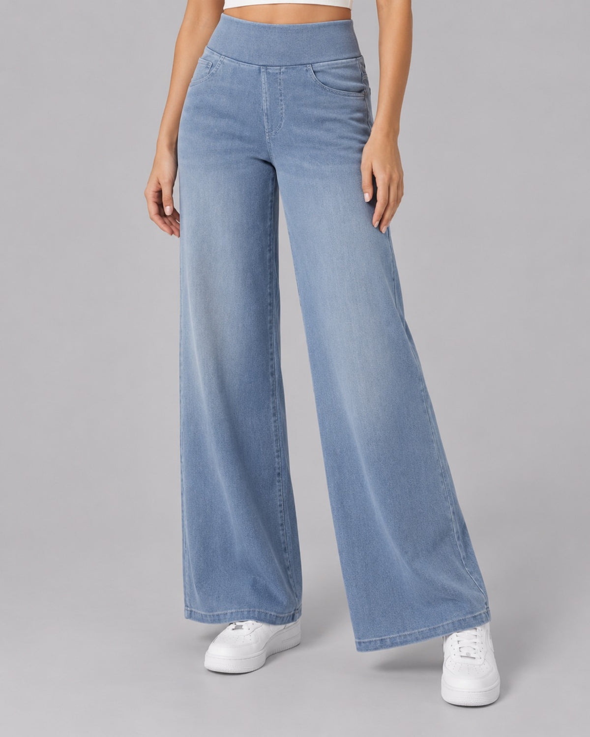 Women's Stretch High-Rise Denim Trousers | Elegant Casual Pants