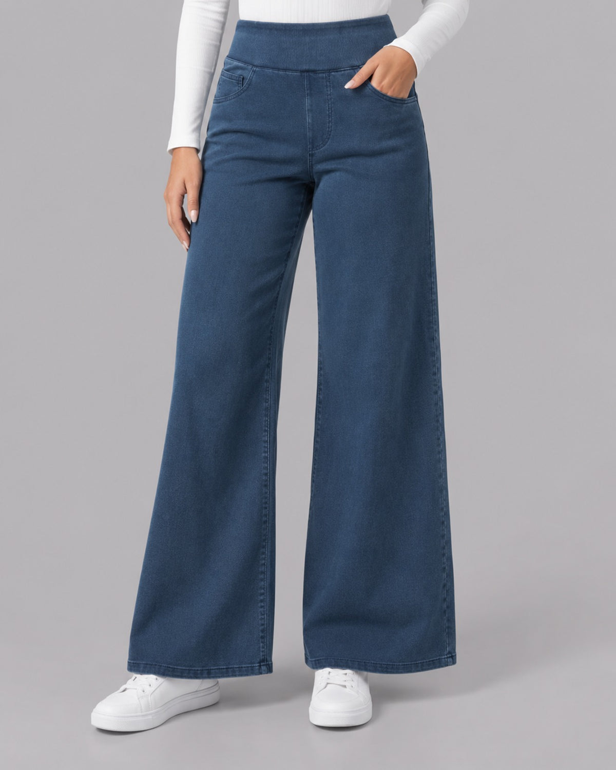Women's Stretch High-Rise Denim Trousers | Elegant Casual Pants