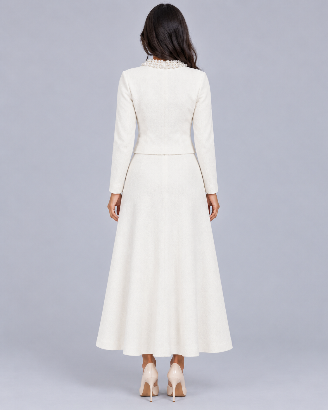 Women's Pearl Collar Midi Co-Ord Set