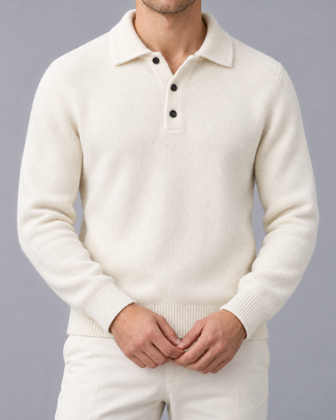 Men's Cashmere with Polo Collar
