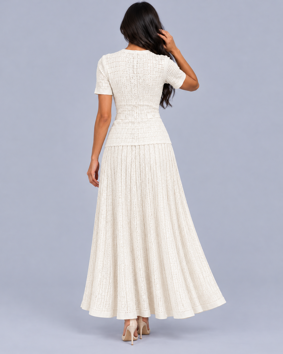Women's Knitted Maxi Dress with Button Front