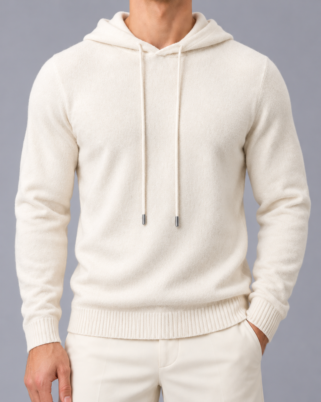Men's Wool Knitted Hooded Jumper