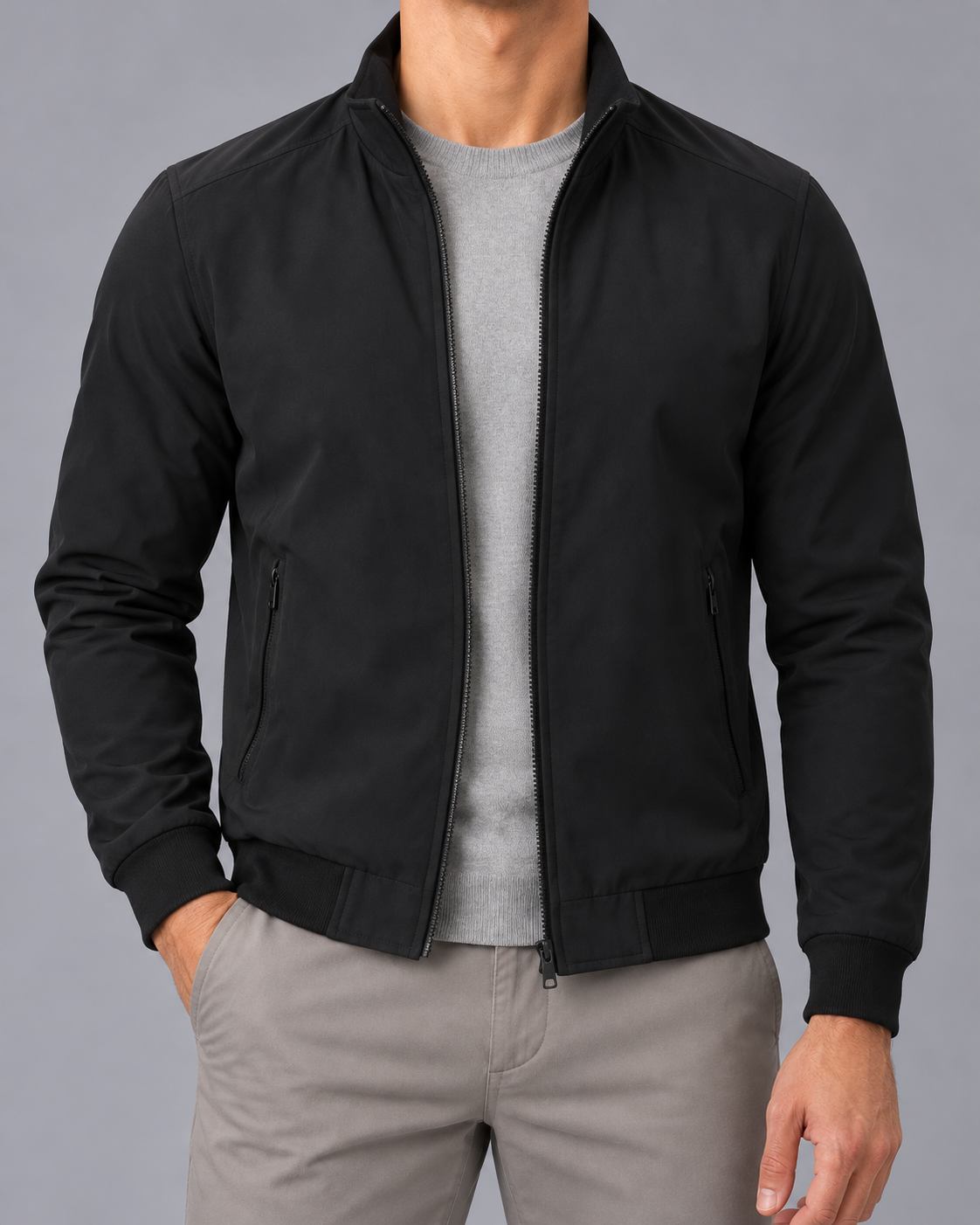 Men’s Quilted Lined Stand Collar Jacket