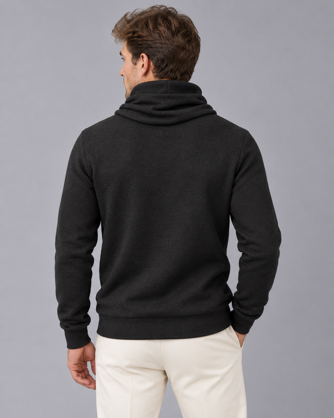Men's Roll Neck Jumper with Button Detail