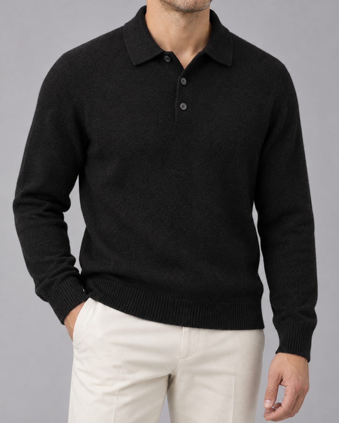Men's Cashmere with Polo Collar