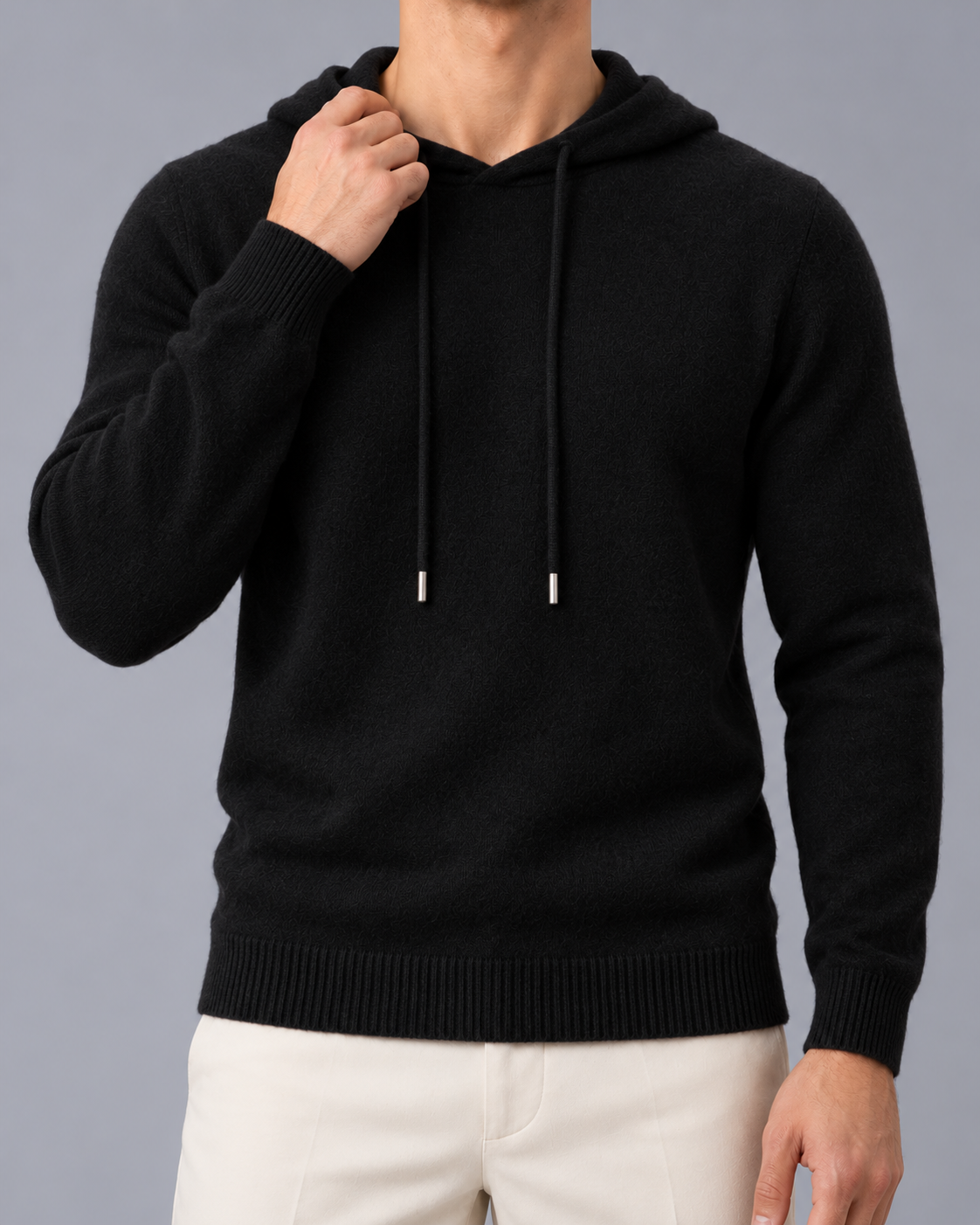Men's Wool Knitted Hooded Jumper