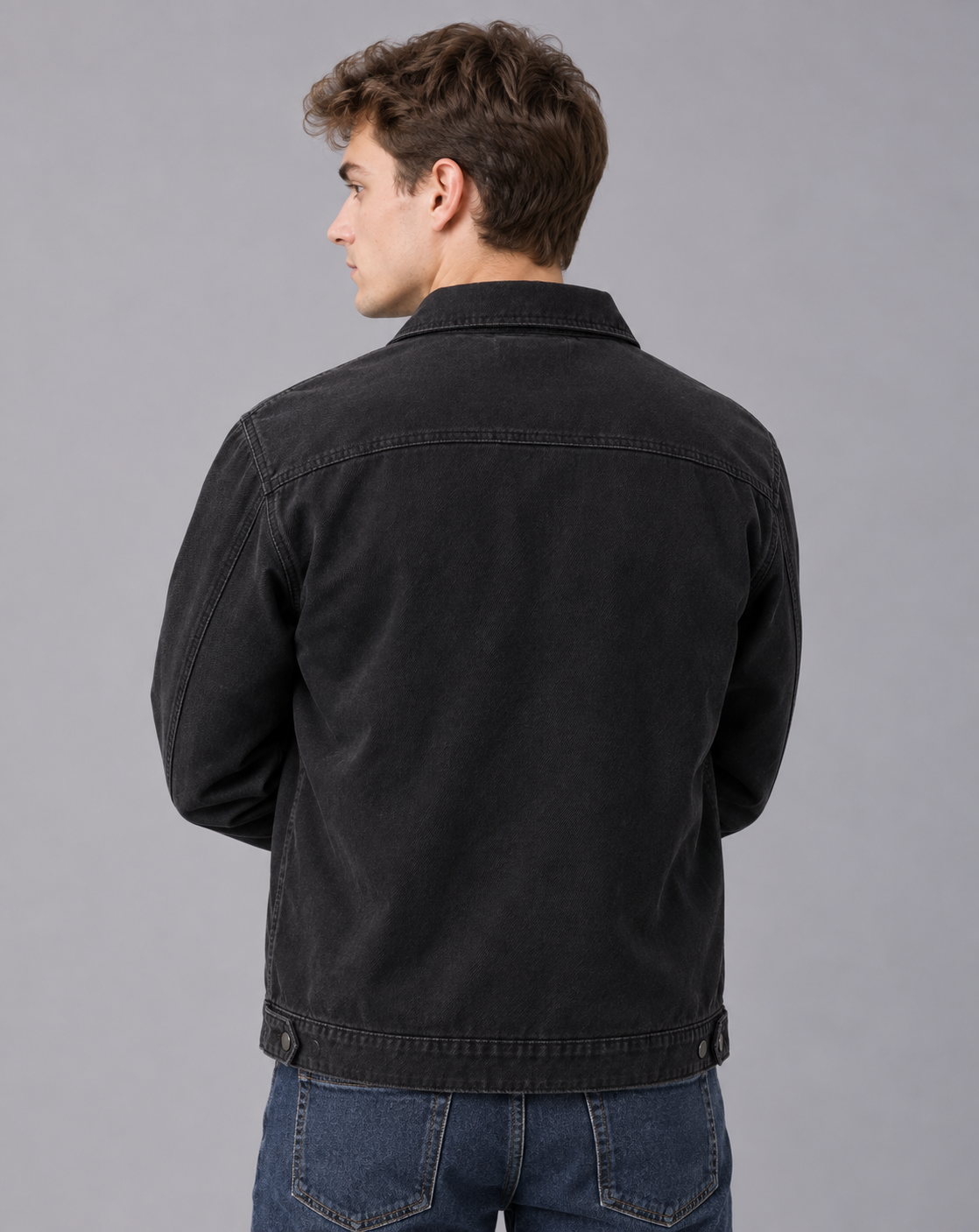 Men's Cotton Blend Workwear Jacket | Full-Zip with Point Collar
