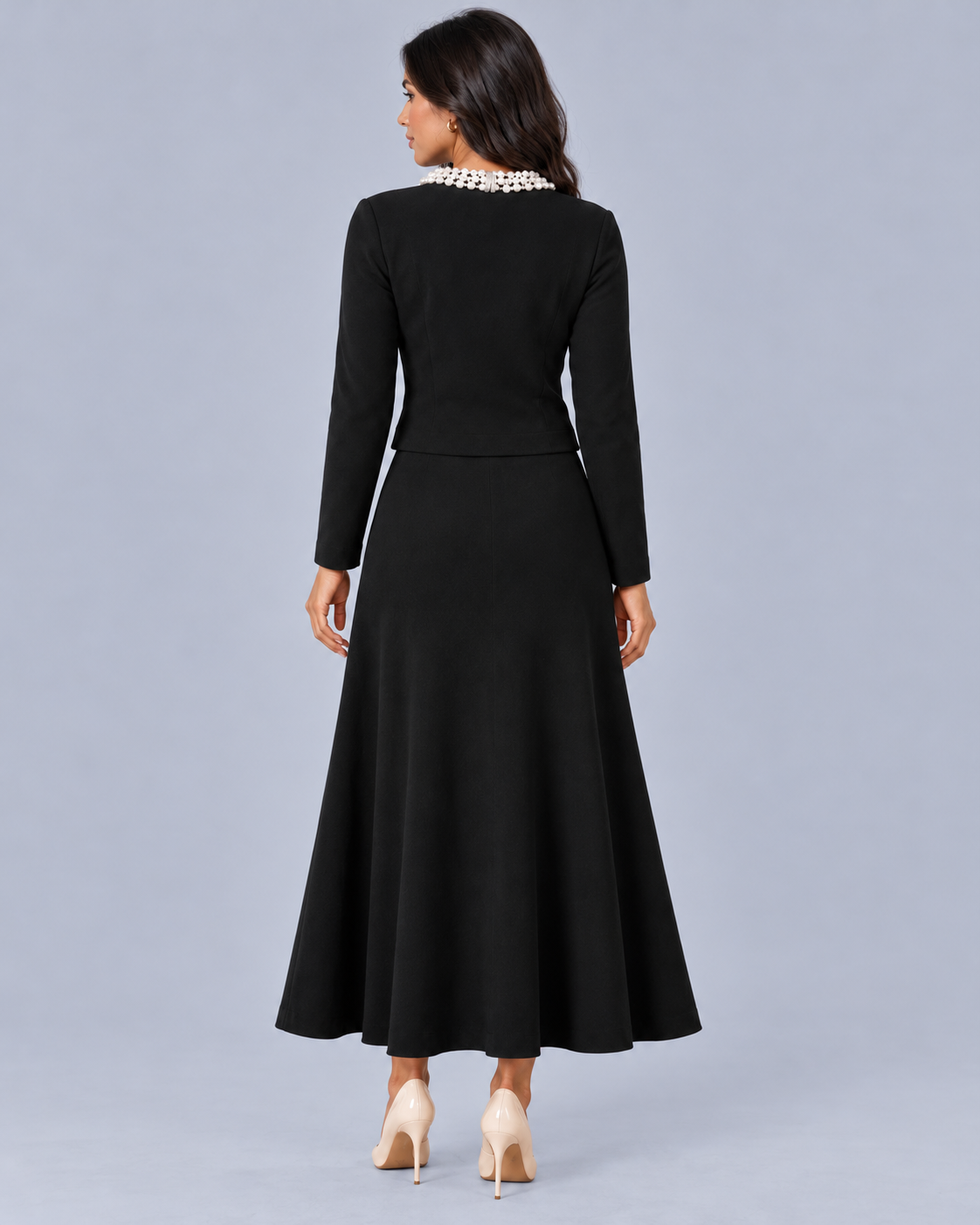 Women's Pearl Collar Midi Co-Ord Set