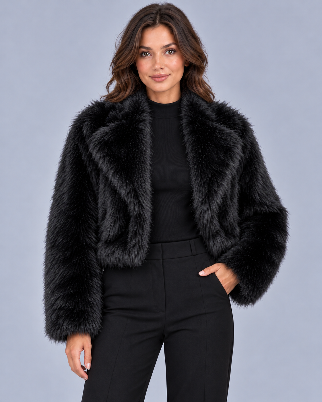 Women's Cropped Faux Fur Jacket