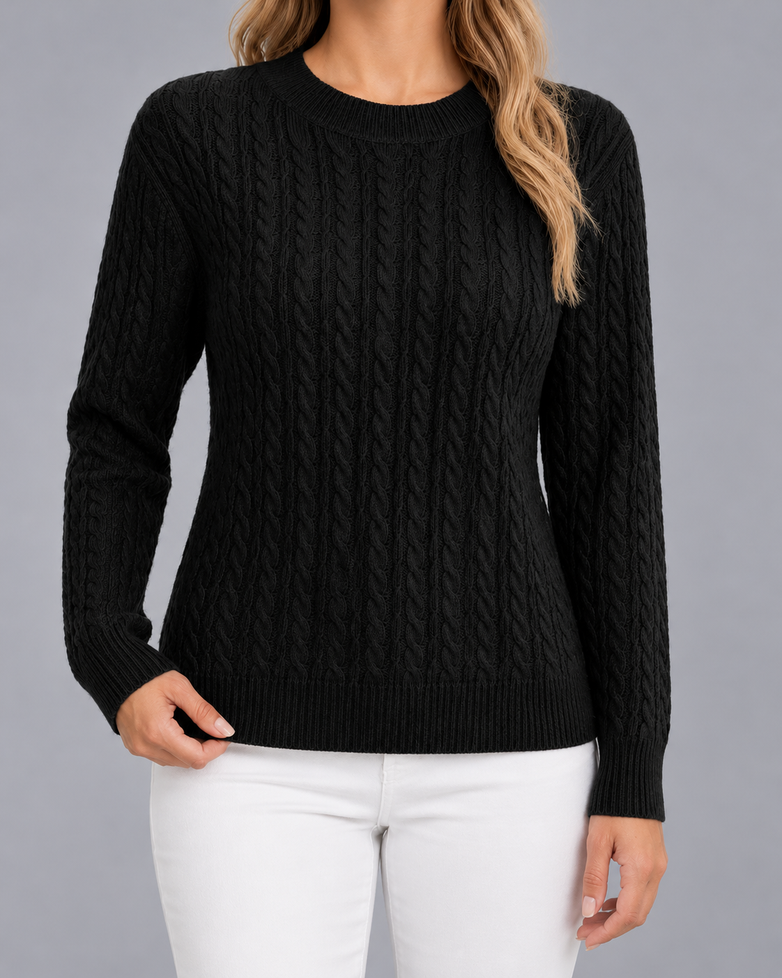Women's Cable Knit Crew Neck Jumper