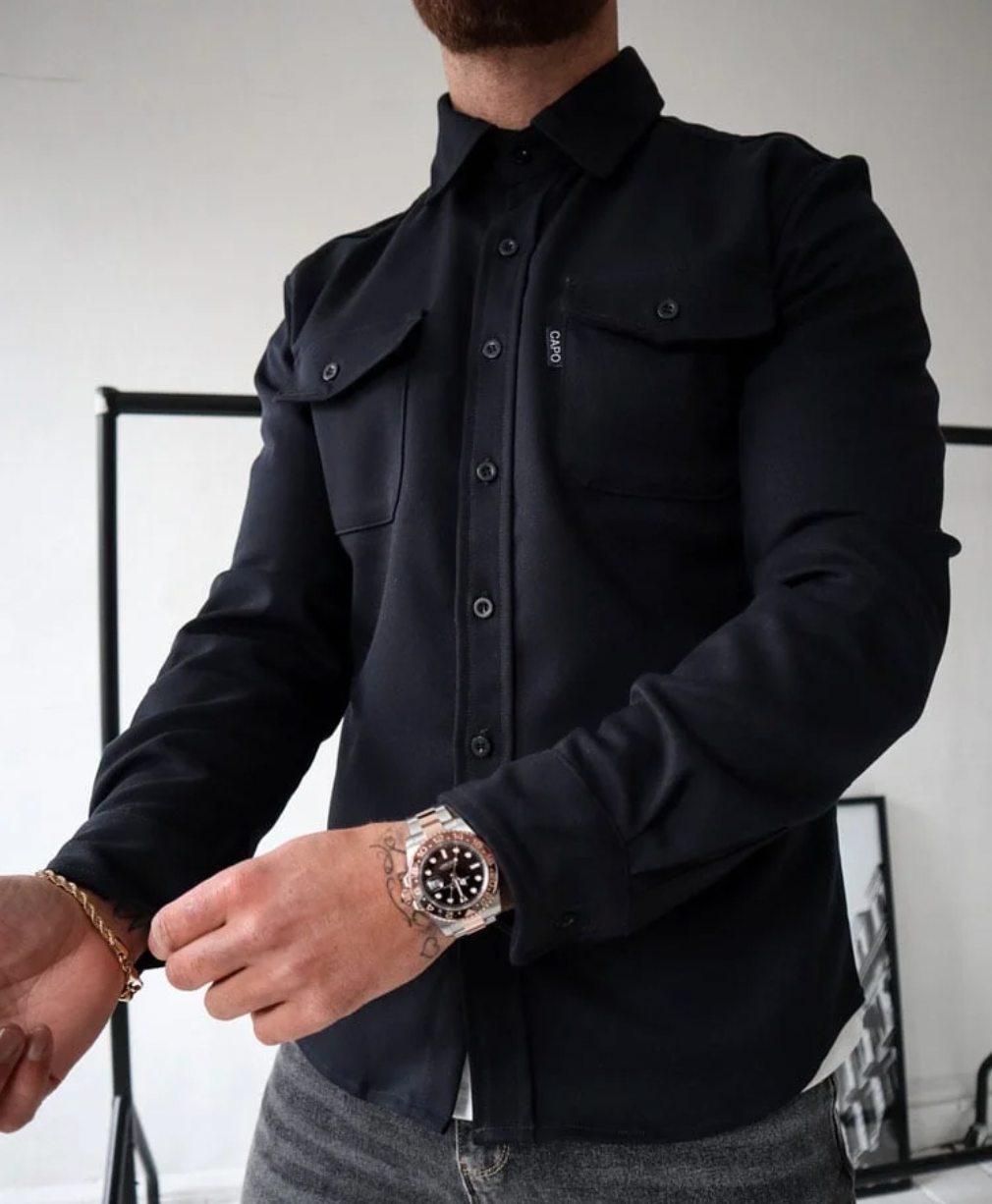 Casual Men's Shirt Jacket With Button Closure
