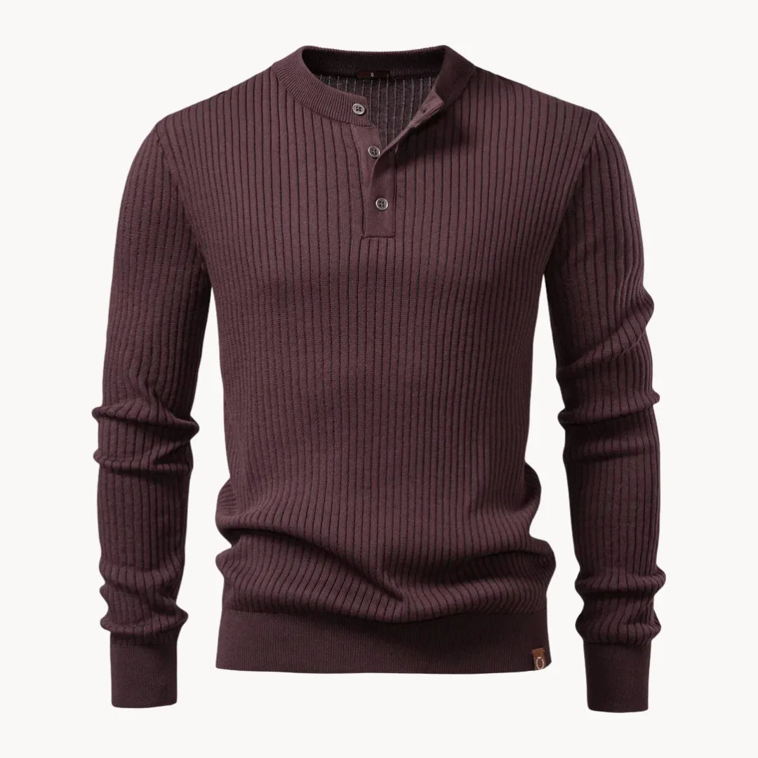 Men's Button Detail Crew Neck Sweater