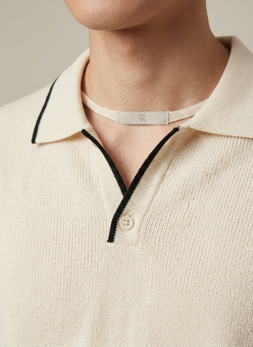 Detail shot of Contrast Slim Fitted Polo